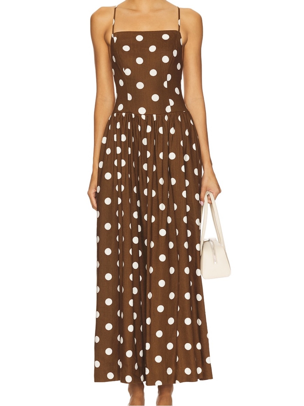 Majorelle Dot Maxi Dress in Brown & Ivory Dot